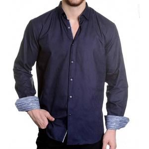 NEW MIZUMI COUTURE modern fit smart-casual shirt in navy blue
